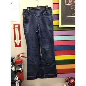 Belle Kim gravel triple luxe denim boots cut jeans 14 vintage indigo new qvc